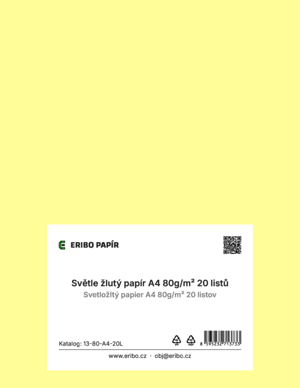 Světle žlutý papír A4 20 ks
